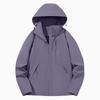 Women Solid Stripe Rain Jacket Outdoor Plus Waterproof Hooded Raincoat Windproof
