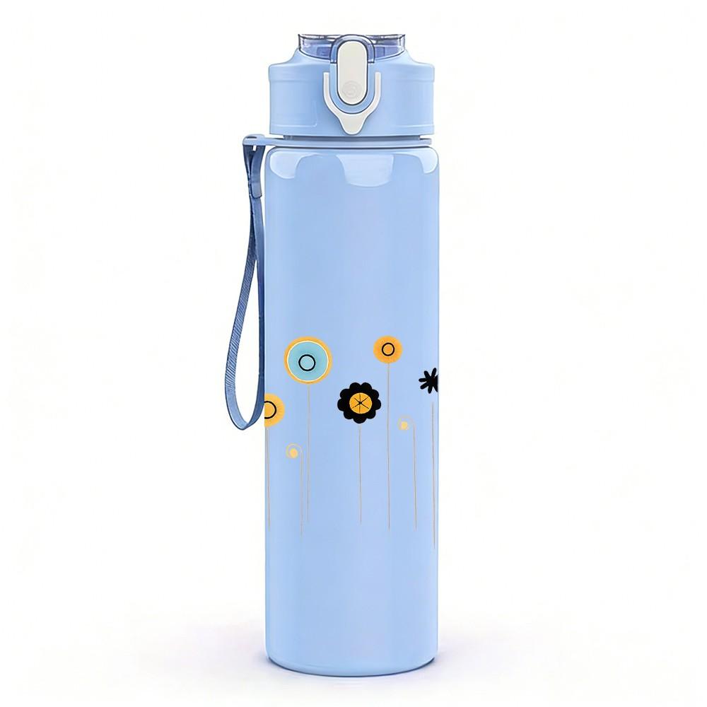 1PC Abstract Floral Dot Art 750ml Color Plastic Sports Water Bottle Leakproof Flip Straw Lid Suitable for Sports Office Home Use