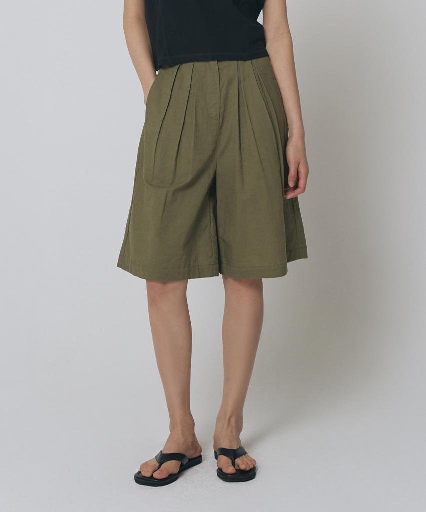 EXPRESSHOLIDAY Linen Bermuda Pants_Olive
