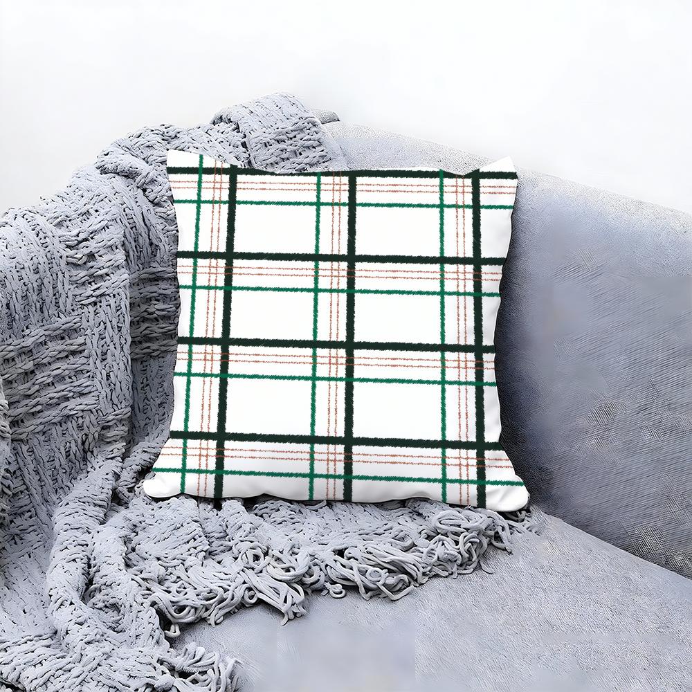 retro plaid lines Cushion Cover Premium Comfort Reversible Pillow Cove Two in One Design for Any Room  Car Interior