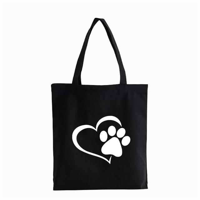 

Женская сумка-шопер в стиле Харадзюку love Than heart Симпатичная сумка для девочек Than heart Сумка на плечо Мужская холщовая сумка Love Dog Paw Bolsas 24*26cm