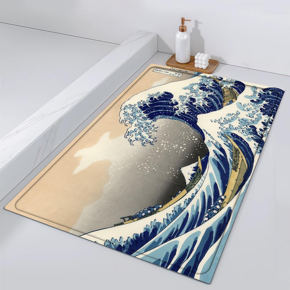 Great Door Mat Bedside Entrance Bath Floor Decoration Corridor Art Wave The Door Mat Carpet Living Kanagawa Room off Balcony