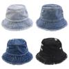 Washed Denim Denim Bucket Hat Large Brim Sun Protection Hat Personalized Basin Hat  Beach