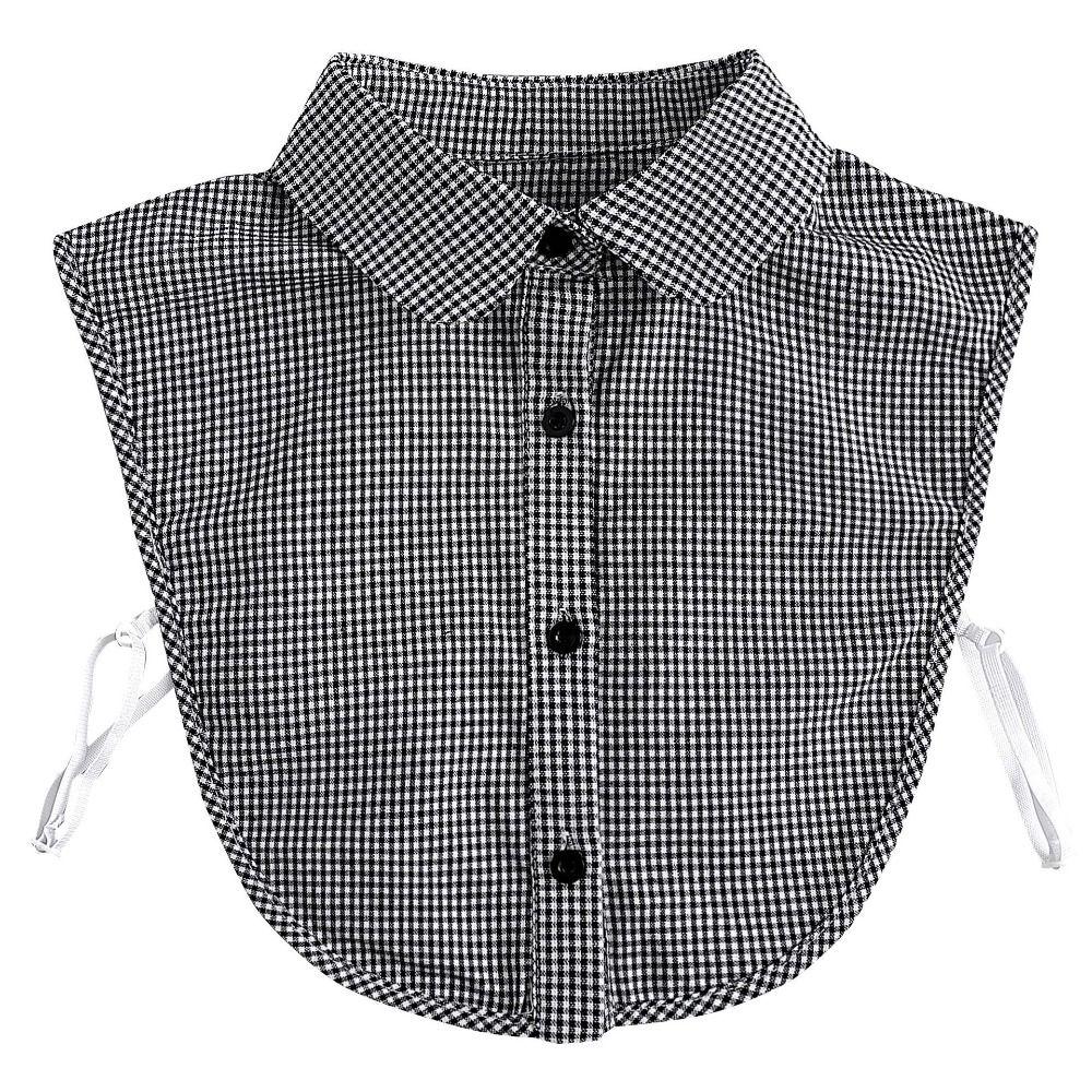 Detachable Lapel Half Shirt Houndstooth Adjustable Neckline Simple Plaid Fake Collar  Female