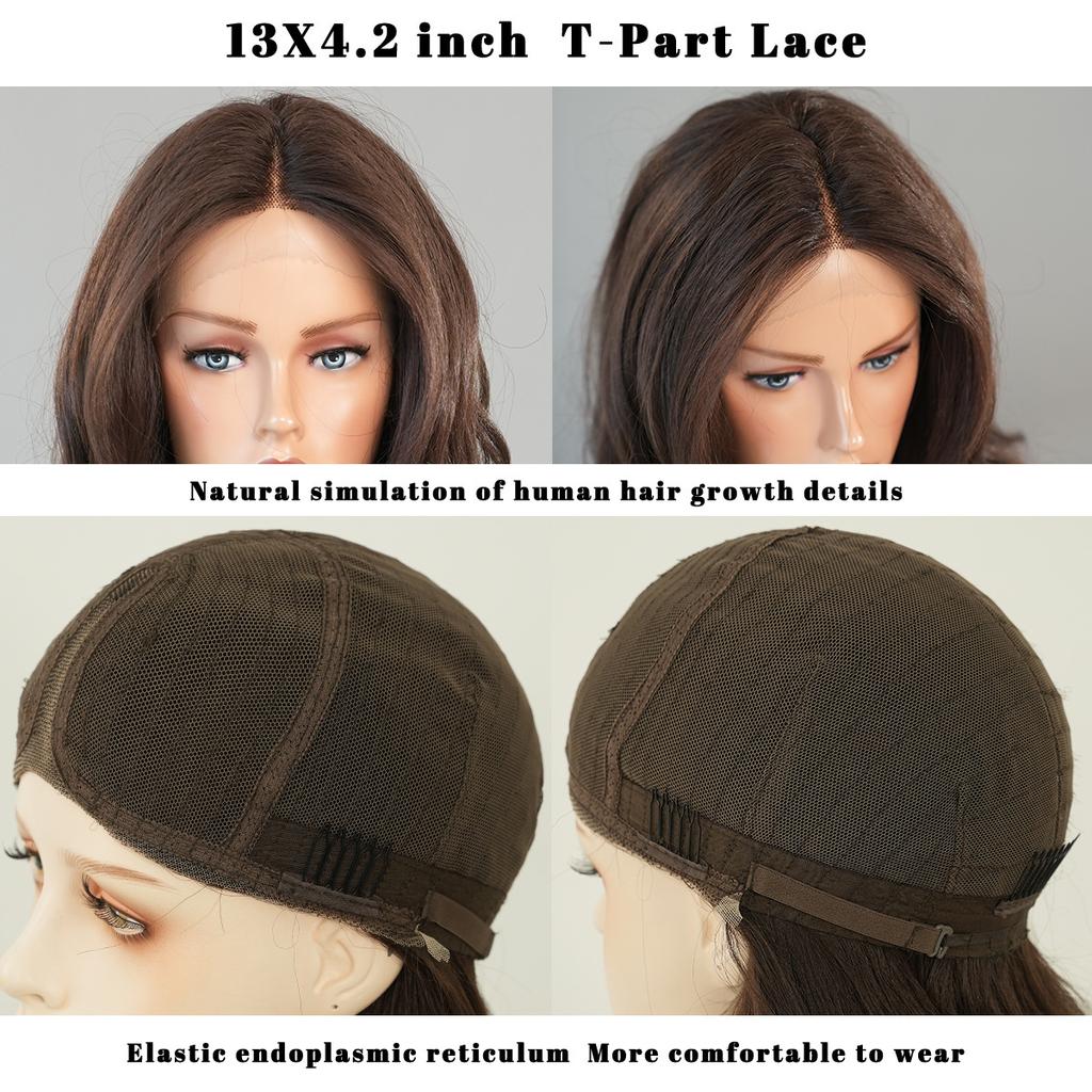 New Ladies Wig T-Part Lace Wigs Black and Brown Big Waves Mid-point Lace Wig Full Headgear Beauty Decoration