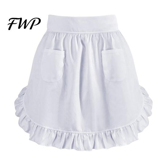 Waterproof Apron with Pockets Half Butterfly Bow & Lace Hem Waist for Kitchen Design Coffee Shop Bistro Adjustable Ties Cafe Server Waitress