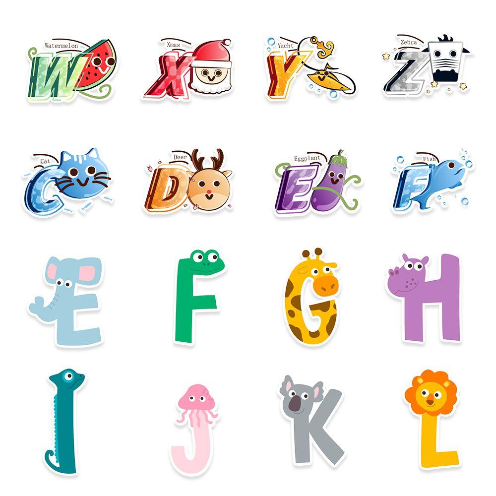 52pcs Lore Alphabet Letter A Stickers Waterproof Reusable Decor Educational Baby