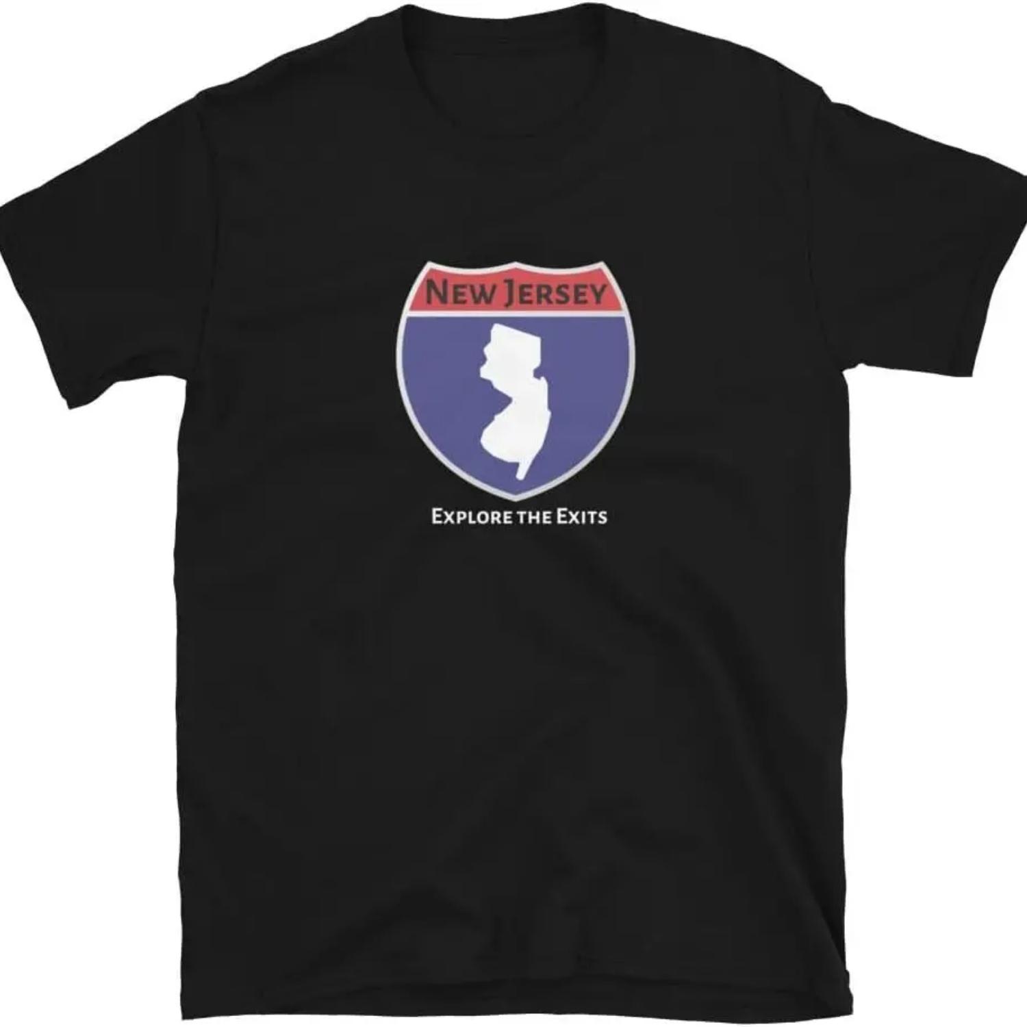 New Jersey Explore The Exits Custom State Short Sleeve T-Shirt S чёрный
