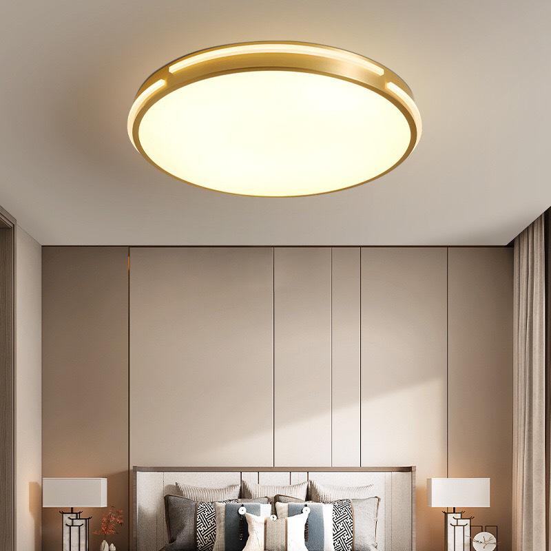 All-Copper Modern LED Ceiling Light: Ultra-Thin Round Fixture for Bedroom, Balcony, and Hallway