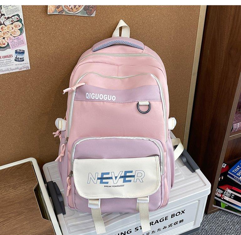 Schoolbag trendy brand high value, light and simple color matching, versatile large-capacity schoolbag, junior high school and high school students