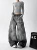 Damen 2025 Herbst High-Waist Weitbeinige Graffiti Jeans