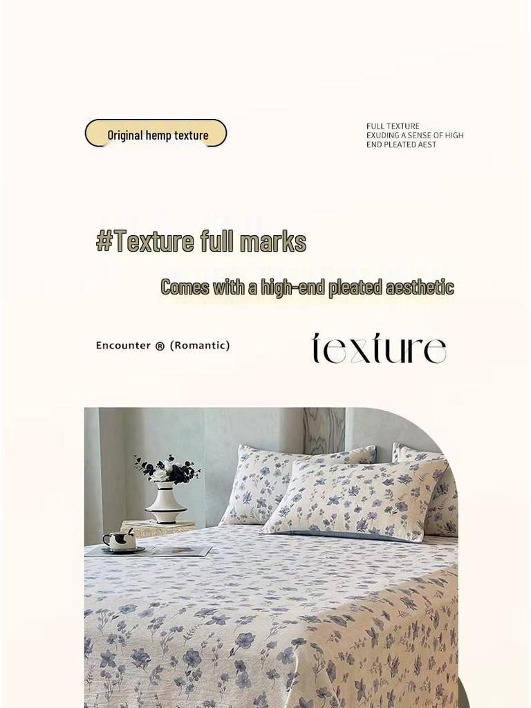 Retro-Stil Rutschfeste Weiche Leinen-Baumwolle Spannbettlaken, Doppellagige Crinkle-Gaze, Schrumpffrei, Atmungsaktiv, Verdickte Tagesdecke R