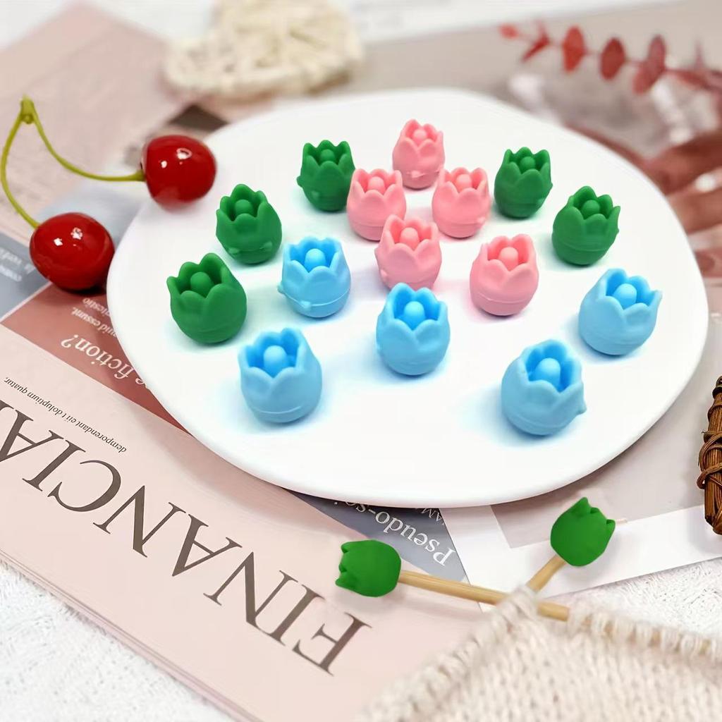 Tulip Wielokolorowe Gumowe Stopery do Drutów - Antypoślizgowe na Swetry, Szaliki i Czapki