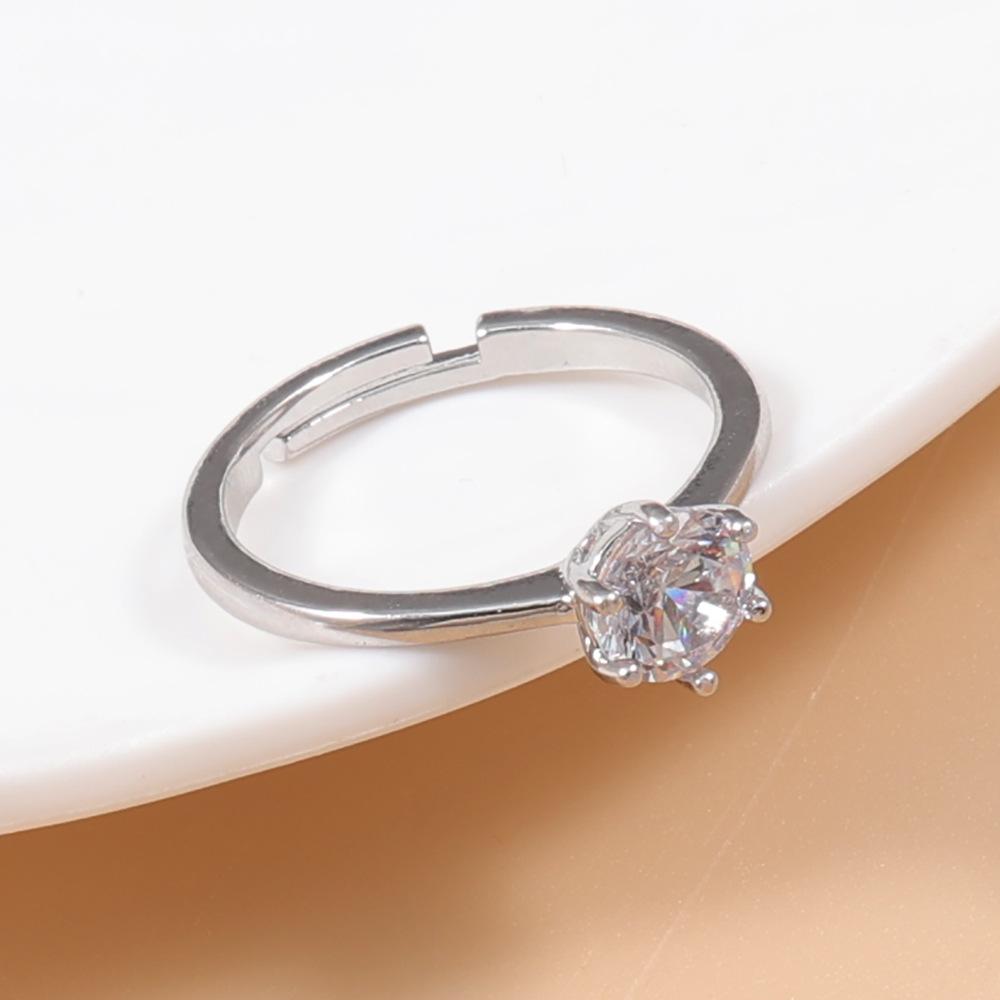 Classic Adjustable Six-Prong Solitaire Ring - Light Luxury Jewelry Accessory