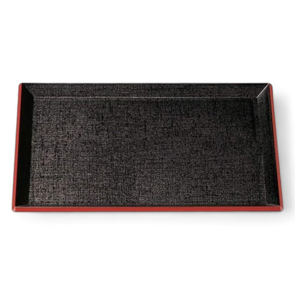 Tray Available In Black and Lacquerware Made In Dishwasher Safe J-kitchens 3-Shaku Heat-Resistant Feather-Weave (Tray/Tray) Red, Non-Slip, 39cm,