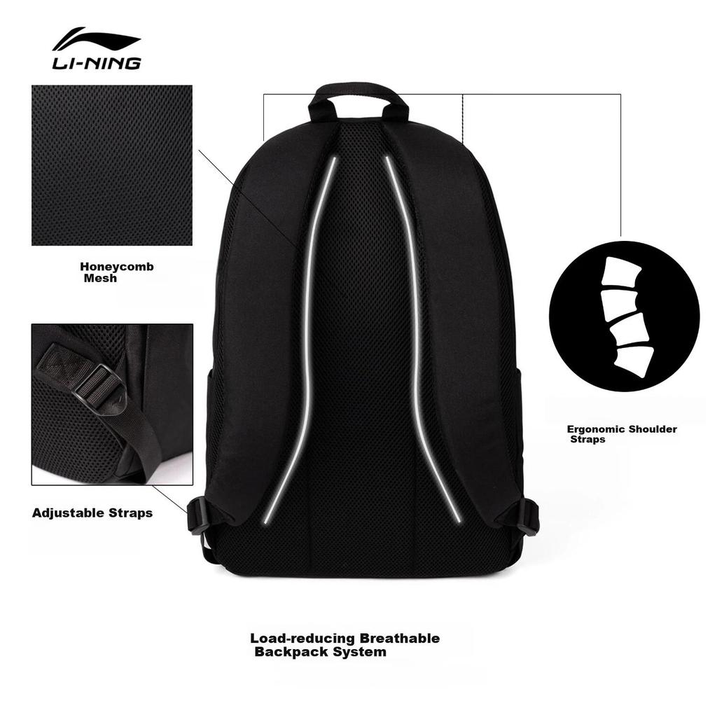 Li-Ning Travel Backpack, Large Capacity, Sport Bag, Laptop Bag, Red, One Size