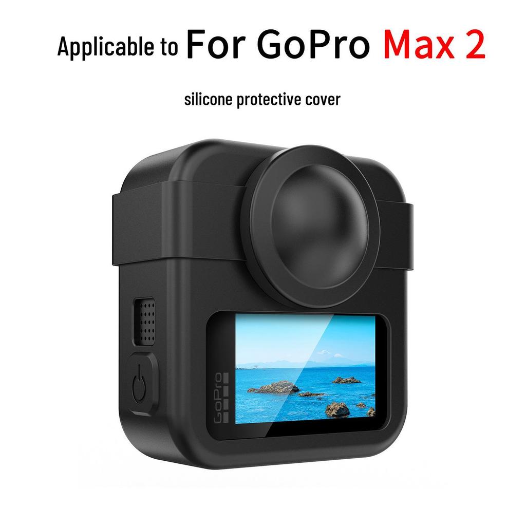GoPro Max2 Silicone Case: Drop-Proof Protective Shell with Battery Side Cover & Lens Cap