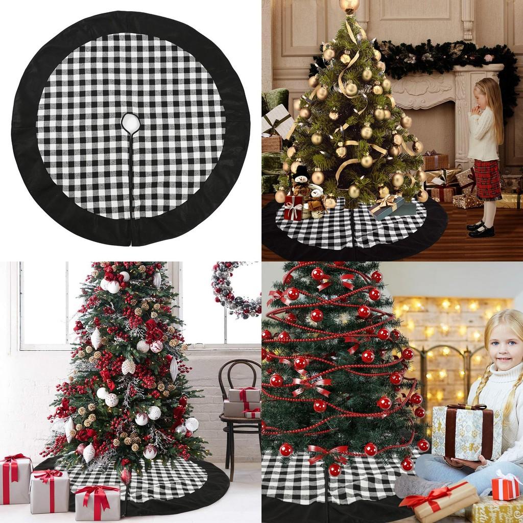 Black Beautiful And White Christmas Tree Skirt 120cm For Elegant Holiday Settings