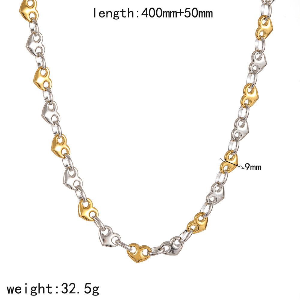 18K Gold Plate Stainless Steel Bracelet Trendy Classic Heart Pig Nose Buckle Bracelet Necklace Jewelry Set 18k Gold Vacuum Chain