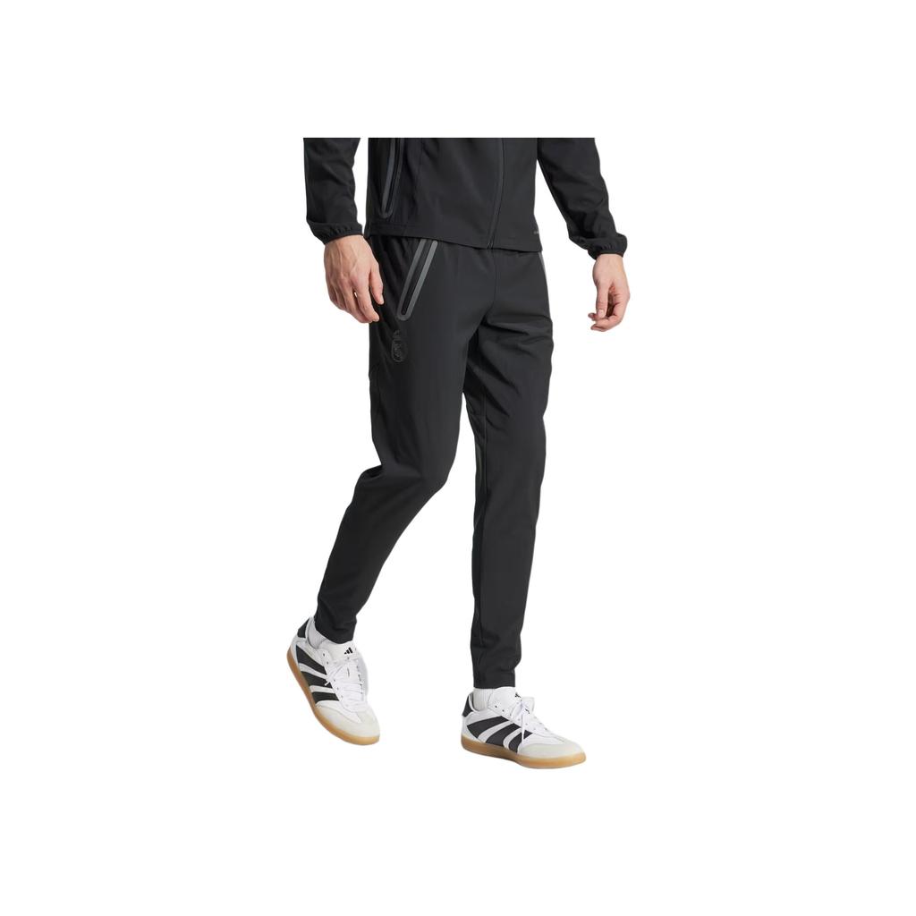 adidas Solid Color Mid Waist Elastic Casual Pants Men Bottoms Black JW4936