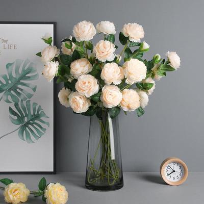 Fiori Artificiali di Peonia a 3 Teste in Stile Europeo per Matrimonio e Decorazioni per la Casa.