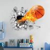 Kids Bedroom Wall Art Sticker With Fire Basketball Pattern Pvc Selfadhesive For Decor