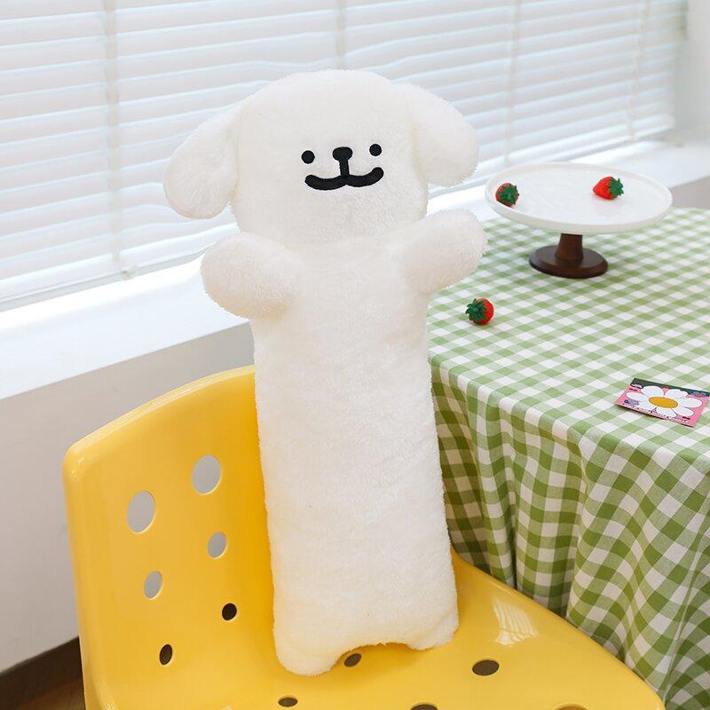 Korean Line Dog Plush Pillow, Ultra Soft Stuffed Animal, Kawaii Line Puppy Cushion for Car Sofa