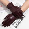 Colorful Genuine Leather Gloves Women's Sheepskin Full Finger Gloves  Windproof and Warm Cycling Clothing Gloves for Autumn and Winter