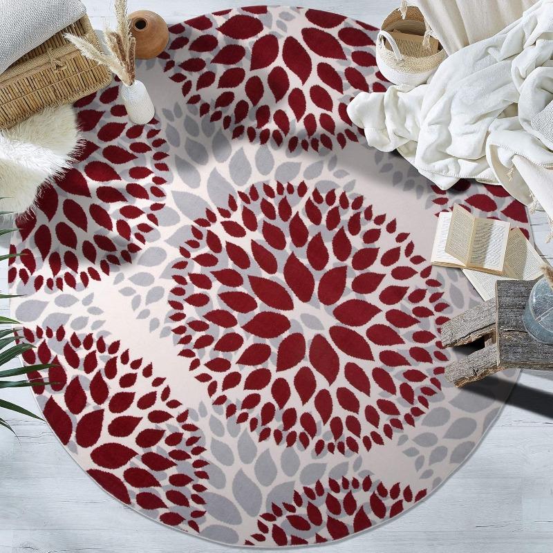 Watercolor Flower Round Carpet Bohemian Style Living Room Rug Living Room Cloak Room Chair Non Slip Mat Home Decoration