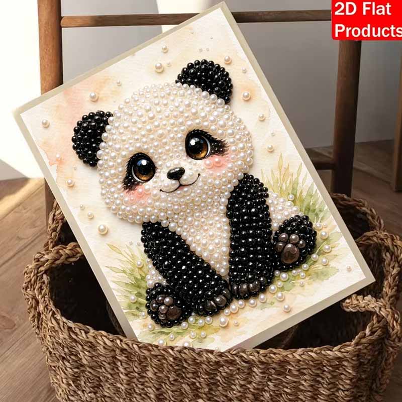 DIY Framed Pearl Painting Kit with Adorable Baby Panda 5D Sparkling Bead Art Canvas Ready to Display Home Decor Gift Idea for Living Room Wall