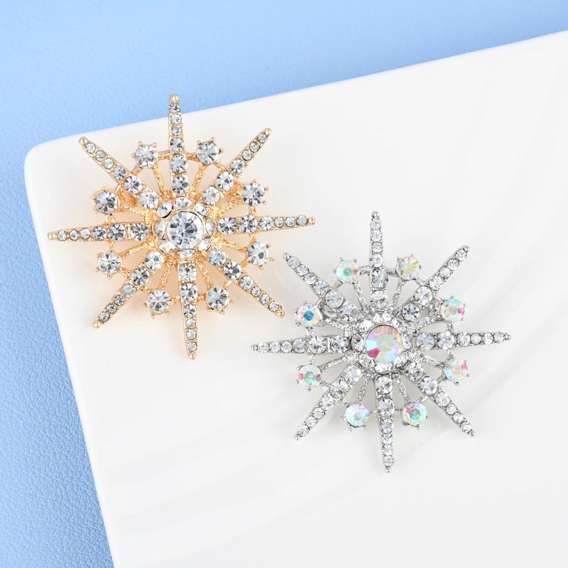 Strass Stern Brosche Funkelnder Kristall Schneeflocke Anstecknadel Für Damen Hut Schal Rucksack Accessoires