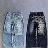ZYLLO Y2K Jeans Vintage Amerikansk Mønster Bokstav Jeans Streetwear Goth Harajuku Hip Hop Menn Kvinner Mote Casual Vide Ben Jeans