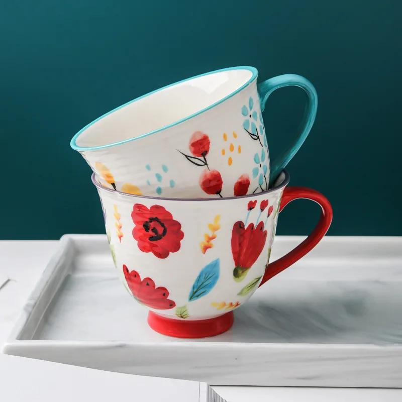 handpainting Ceramic Mug Cup Porcelain Water Coffee Mug Milk Tea Breakfast Cups Home Offer Decor Underglaze Drinkware