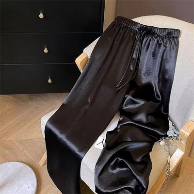 Spring Summer Women's Korean High Waist Thin Wide Leg Women Office Lady Solid Color Straight All-match Casual Pants Trousers Clothes