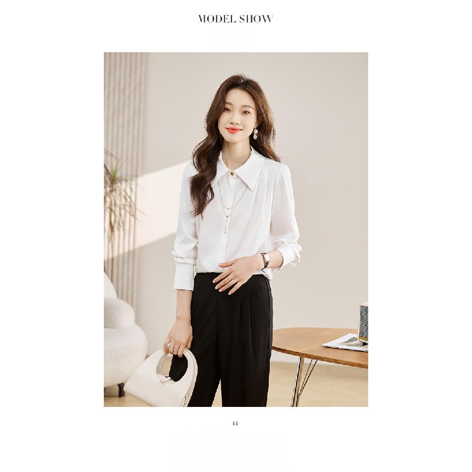 2026 Spring and Autumn New Women's Casual Solid Color Simple Long Sleeve Shirt Top