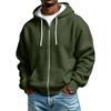 Men's Knit Zip-Up Hoodie Casual Color Hooded Sweatshirt for Winter
