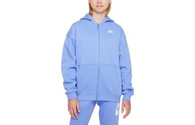 Jacke Kinderbekleidung, Einfarbig mit Kapuze Fleece gefüttert Lockerer Schnitt Freizeit Polarblau Kinder FD2931-450
