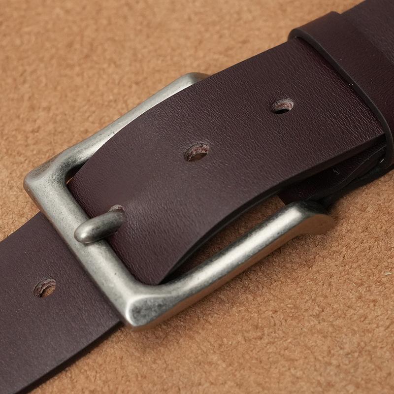 

Ремень для мужчин из натуральной кожи с пряжкой для молодежных повседневных брюк среднего возраста, мужская модная пряжка из цельного сплава коровьей кожи для кожаного ремня в стиле ретро 130cm