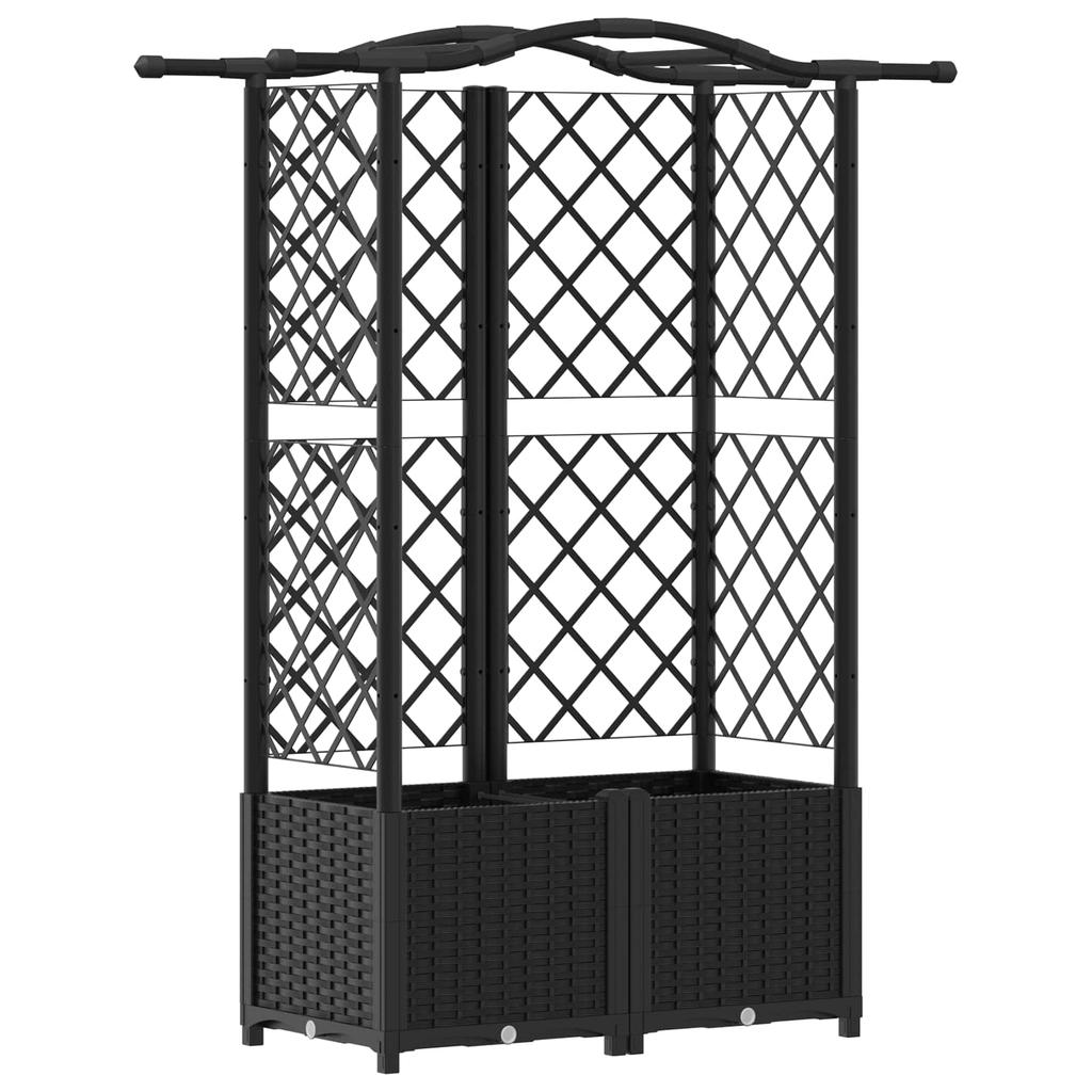 Elevated Planter with Trellis and Hanging Roof Black 122 X 40 X 141 Cm PP