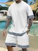 Summer Men's 3D Printed Short Sleeved Shorts Set,Daily Wear, Fashionable Casual Breathable Set