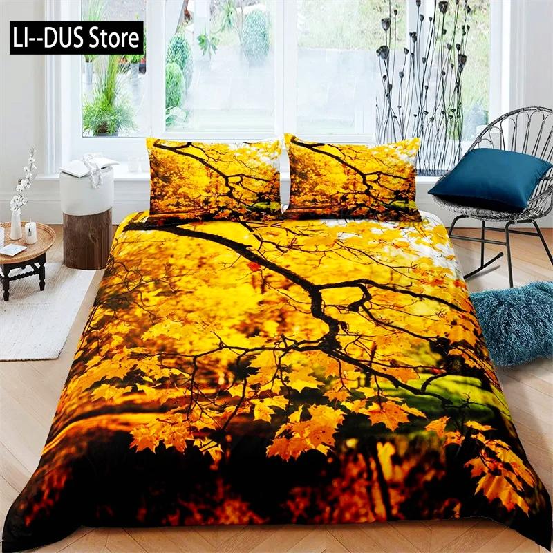 Comforter Canadian Maple Leaves Autumn Theme Bedding Set Microfiber Leaf Comforter Twin Full King For Kids Adult Bedroom