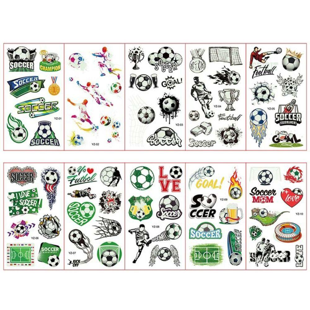 10Pcs/set Soccer Luminous Tattoo Sticker Glowing Cartoon Soccer Tattoo  Women Men