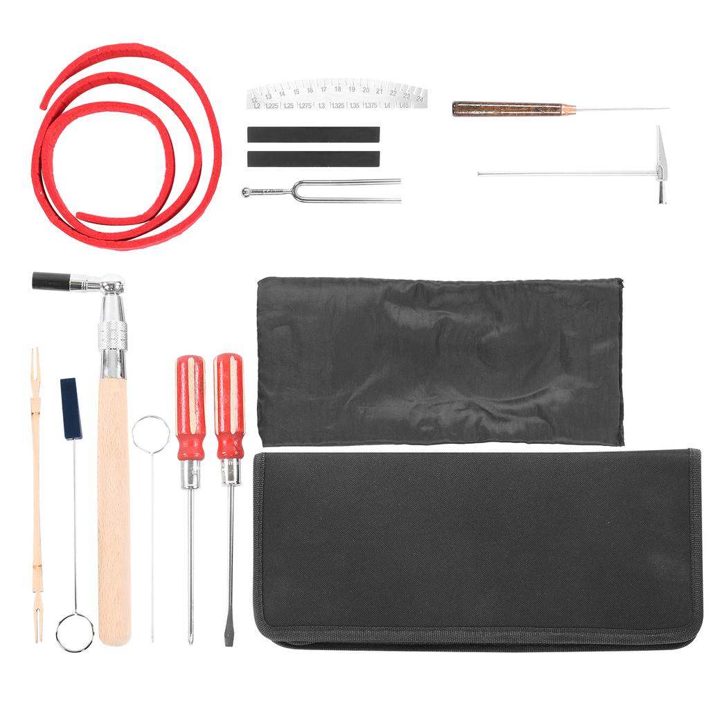 Piano Tuning Tool Hammer Measuring Ruler Stop Belt Screwdriver Soundproof Fork Storage Bag