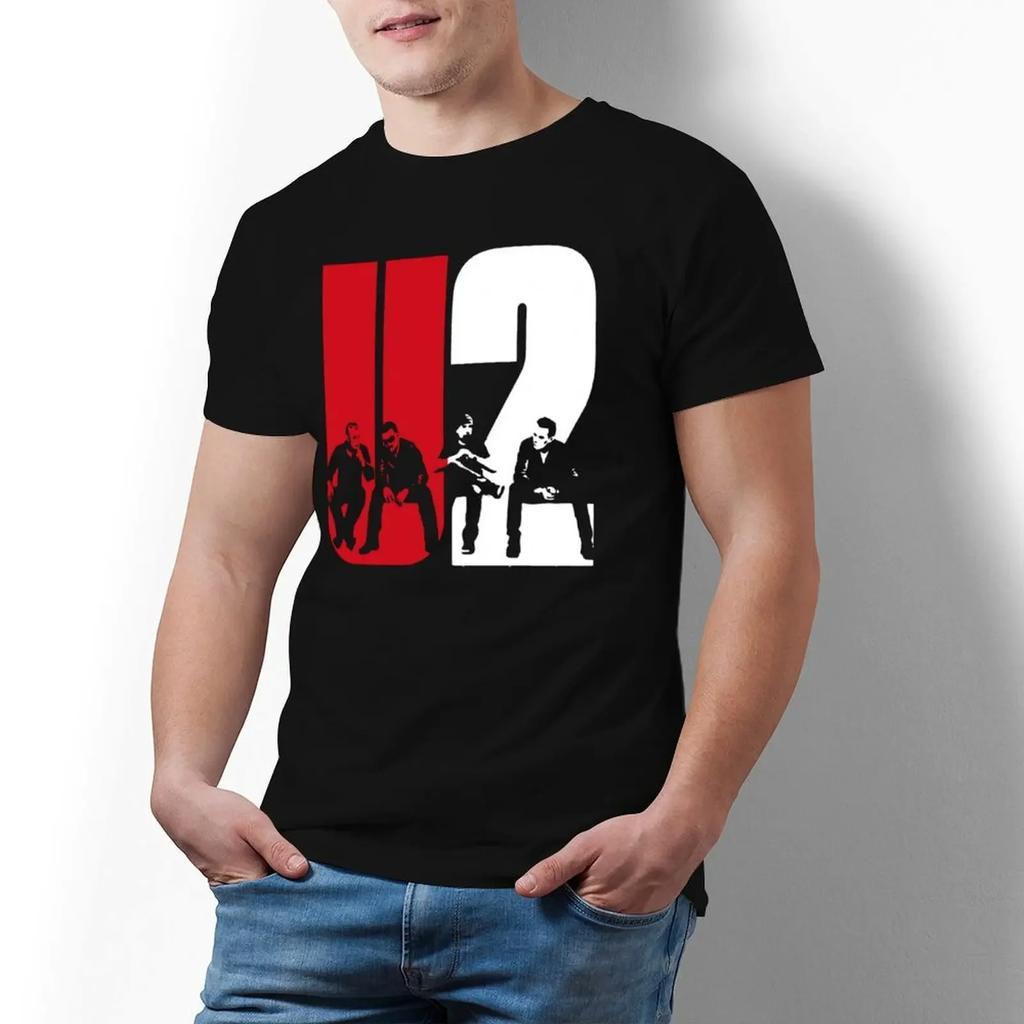 Cute Tee Shirt For Men Printed Clothing Big Size U2 Design T-Shirt Summer Irish Rock Band Vintage T Shirts Casual Streetwear