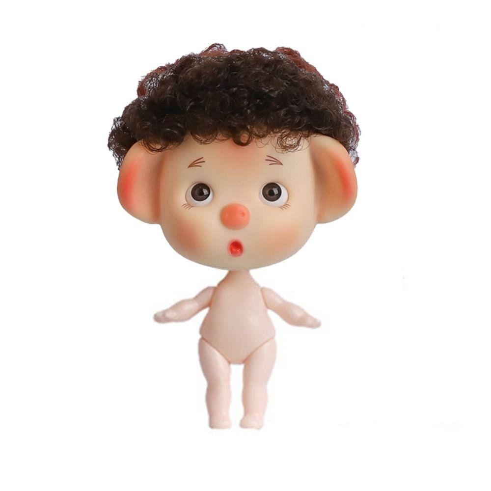 Pig Head 1/12 BJD Movable Joint Doll Body Toys Doll Head with Hair  Children