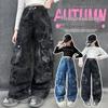 2025 Spring/Autumn Girls' Trendy Loose Cargo Jeans