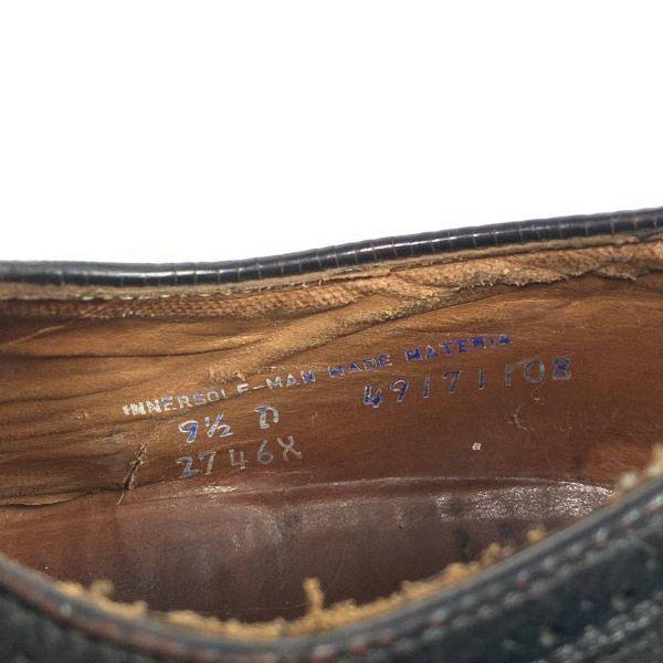 70s-80s Vintage/J.C. Penney/Long Wingtip American Full Brogue Shoes/9.5D/27.0-27.5cm/Black/(USED)