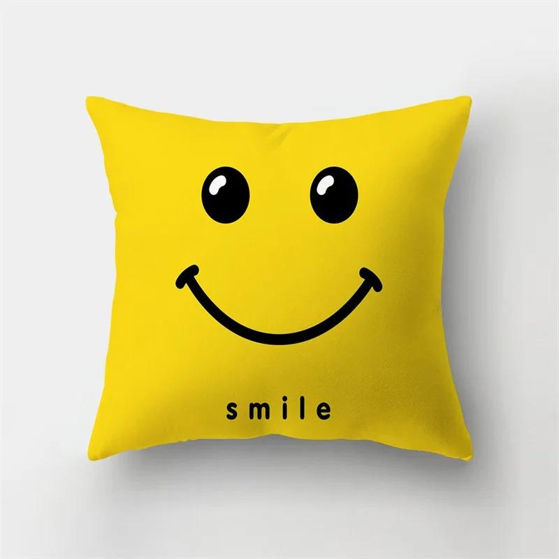 Yellow Cartoon Print Decorative Pillowcase Living Room Office Ornaments Home Pillowcase
