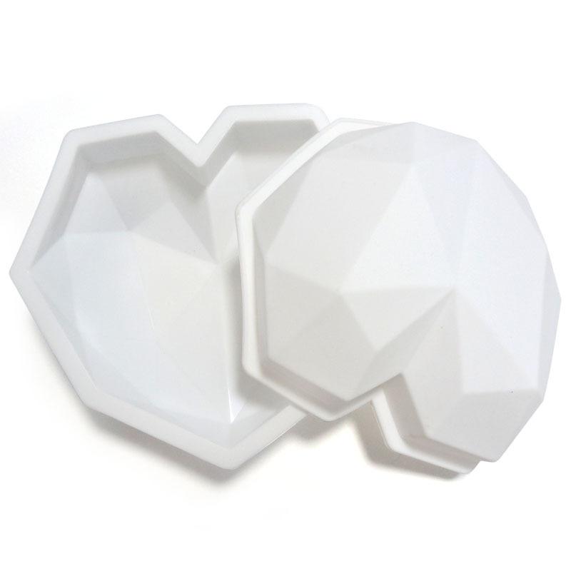 Diamond Heart Silicone Mold Flexible Heart Shaped Cake Pans for Baking and Freezing DIY Mould Cakes Mousse Chocolate Decorating