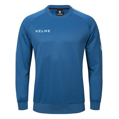 Kelme Men's Knitted Pullover Crew Neck Sweatshirt, Perfect for Soccer, Spring and Autumn Training, Size A Blue, Size M